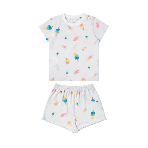 Nest Designs Short Sleeve Two-Piece PJ Set (Bamboo Jersey) - Summer Pops 2T-3T