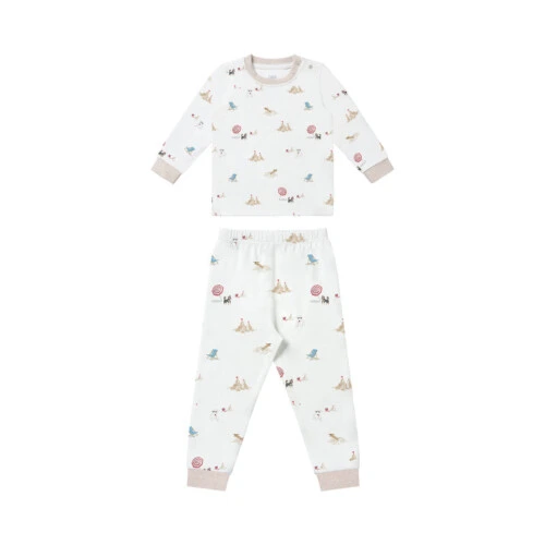 Nest Designs Two-Piece Long Sleeve PJ Set (Bamboo Jersey) - Beach Daze 2T-3T