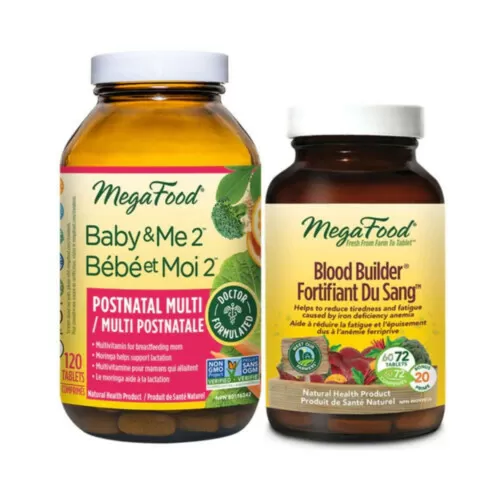 MegaFood Baby & Me 2 Postnatal Multi 120 Tablets + Blood Builder 72 Tablets (BonusPack) @