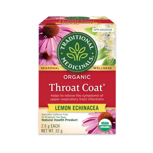 Traditional Medicinals Organic Throat Coat Tea 16 Count - Lemon Echinacea