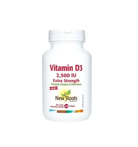 New Roots Vitamin D3 2500 IU Extra Strength 120 softgels @