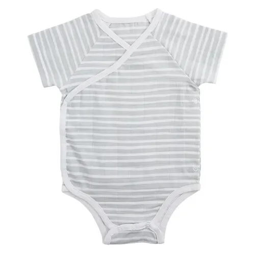 Aden & Anais Short Sleeve Kimono Body Suit - Grey Stripe (3-6m)