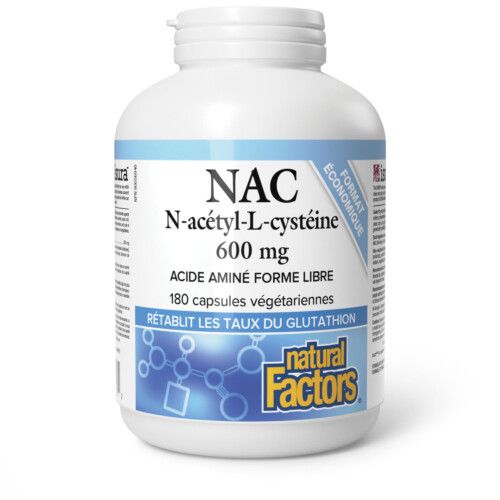 Natural Factors N-A-C (N-Acetyl-L-Cysteine) 600mg 180 Veg Caps @