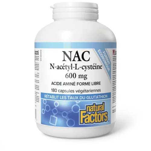 Natural Factors N-A-C (N-Acetyl-L-Cysteine) 600mg 180 Veg Caps @