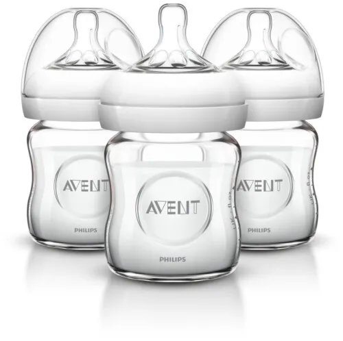 Philips AVENT Natural Glass Bottle 4oz 3Pk