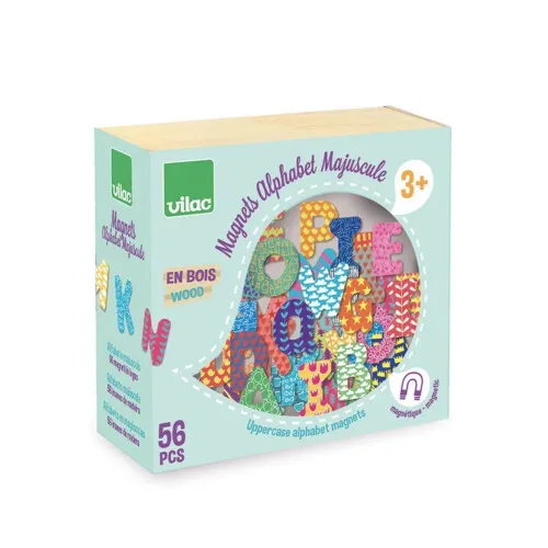 Vilac Magnetic Alphabet Upper Case Wood Set 56 Pieces