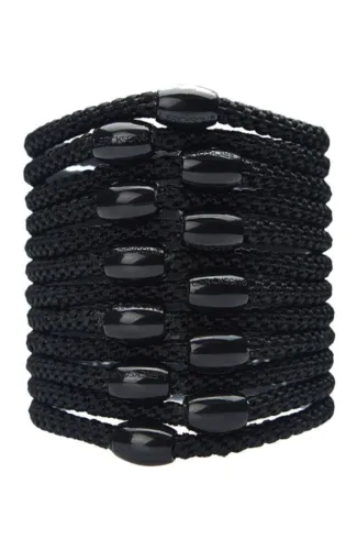 L.Erickson Grab & Go Ponytail Holders Narrow Set of 12 - Black
