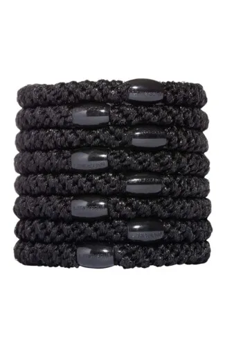 L.Erickson Grab & Go Ponytail Holders Set of Eight - Black Metallic