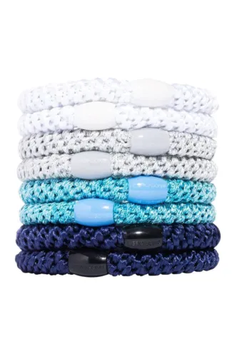 L.Erickson Grab & Go Ponytail Holders Set of Eight - Blue Glow