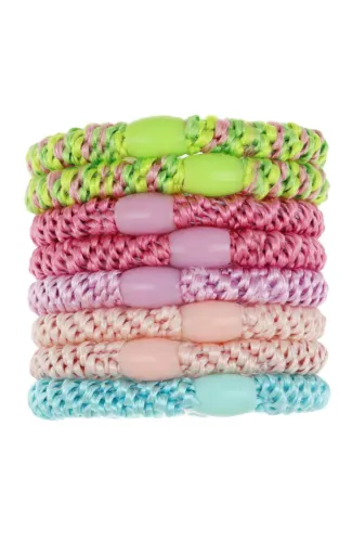 L.Erickson Grab & Go Ponytail Holders Set of Eight - Cabana