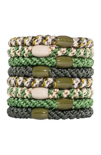 L.Erickson Grab & Go Ponytail Holders Set of Eight - Cadet