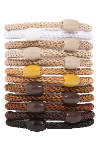 L.Erickson Grab & Go Ponytail Holders Narrow Set of 12 - Camelback