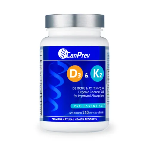 CanPrev D3 & K2 - Organic Coconut Oil 240 Softgels @