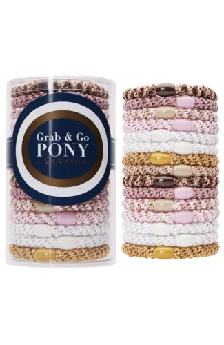 L.Erickson Grab & Go Ponytail Holders Tube Set of 15 Thick Hair Ties - Cotton Candy