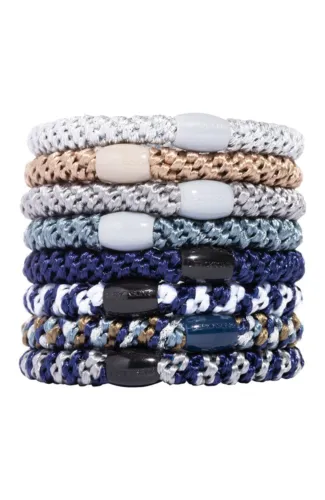 L.Erickson Grab & Go Ponytail Holders Set of Eight - Indigo