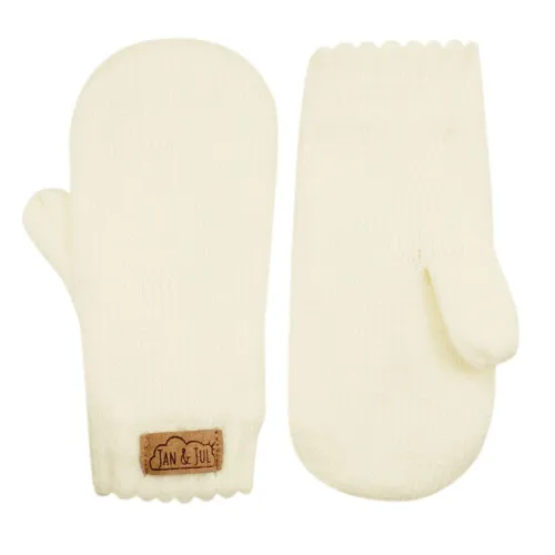 Jan & Jul Kids Knit Mittens - Cream - S