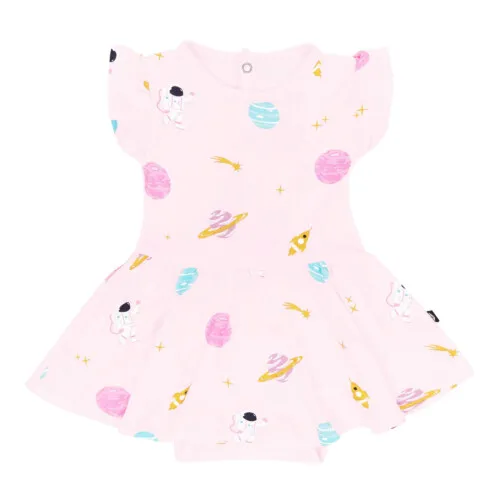 Kyte Baby Twirl Bodysuit Dress in Sakura Space 6-12 Months