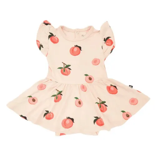 Kyte Baby Twirl Bodysuit Dress in Peach 3-6 Months