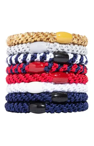 L.Erickson Grab & Go Ponytail Holders Set of Eight - Americana