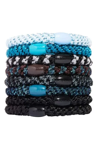 L.Erickson Grab & Go Ponytail Holders Set of Eight - Blue Tide