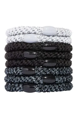 L.Erickson Grab & Go Ponytail Holders Set of Eight  - Grey Metallic
