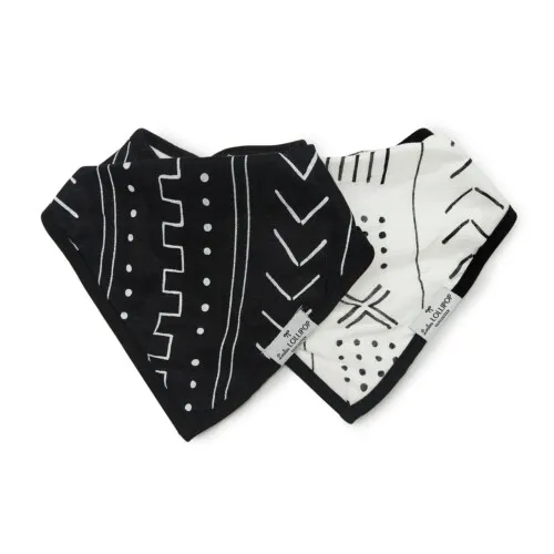 Loulou Lollipop Bandana Bib Set - Mudcloth
