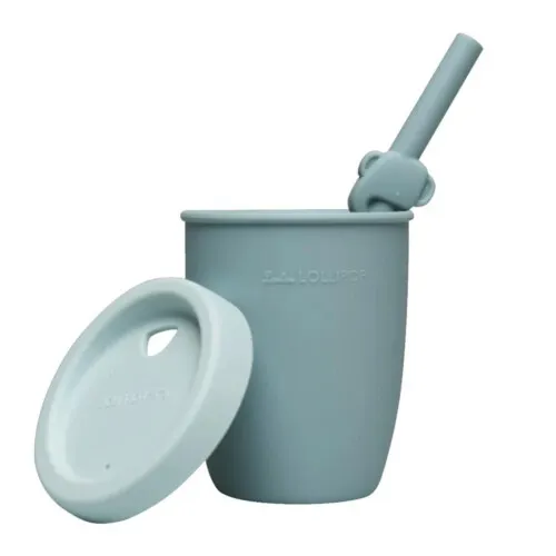 Loulou Lollipop Kids Silicone Cup with Straw - Born To Be Wild - Elephant