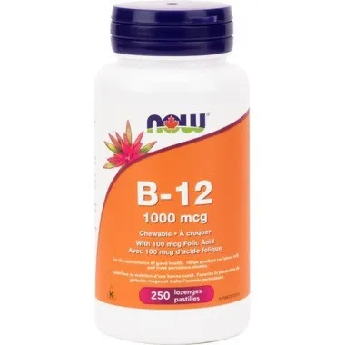 NOW Foods Chewable Vitamin B12 with Folic Acid 1000 mcg 100 Count