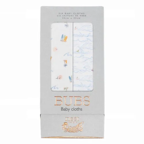 Nest Designs Bubs Baby Washcloths (Bamboo, 6 Pack) - Surf Camp