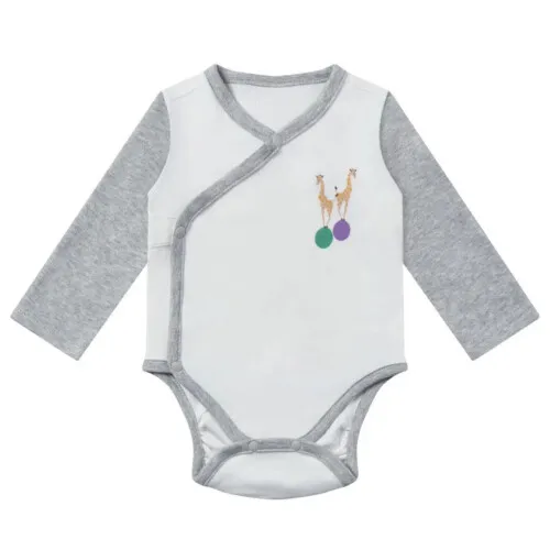 Nest Designs Organic Cotton Kimono Long Sleeve Onesie - Giraffe Shapes - 3M-6M
