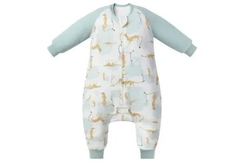 Nest Designs Raglan Bamboo Long Sleeve Footed Sleep Bag 2.5 TOG - Cheetah Party - 3T-4T