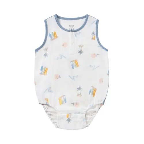 Nest Designs Sleeveless Henley Onesie (Bamboo) - Pastel Waves 12M-18M