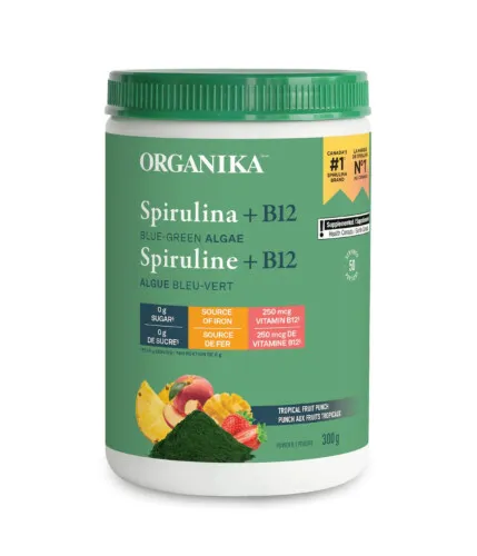 Organika Spirulina + B12 Powder - Tropical Fruit Punch 300g