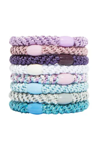 L.Erickson Grab & Go Ponytail Holders Set of Eight - Purple Daze