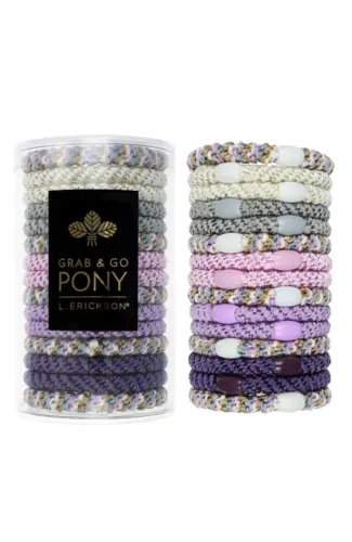 L.Erickson Grab & Go Ponytail Holders Tube Set of 15 Thick Hair Ties - Pixie