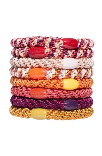 L.Erickson Grab & Go Ponytail Holders Set of Eight - Spiced Amber