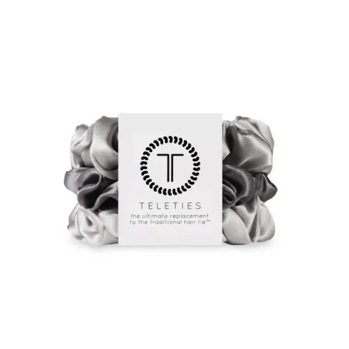 TELETIES Silk Scrunchies Small - Silver Frames