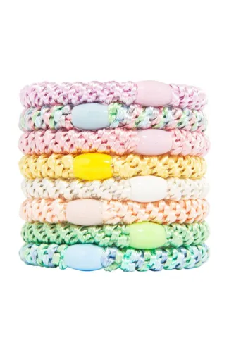 L.Erickson Grab & Go Ponytail Holders Set of Eight - Taffy