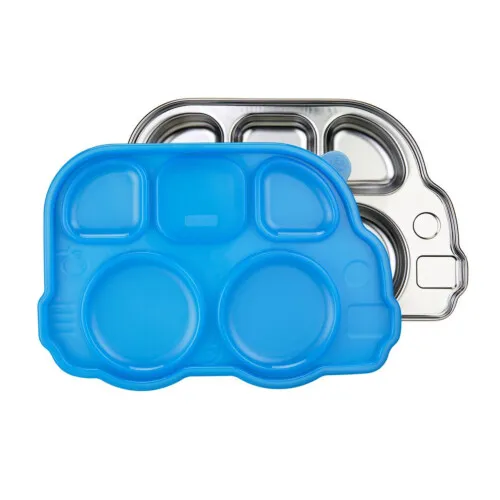 Innobaby Din Din Smart Divided Stainless Platter with Lid/Blue