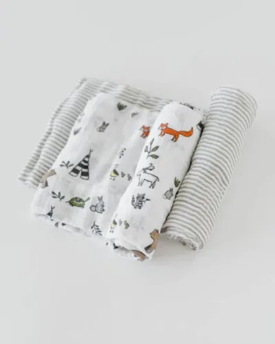 Little Unicorn Organic Cotton Muslin Swaddle 2 Pack Forest Friends