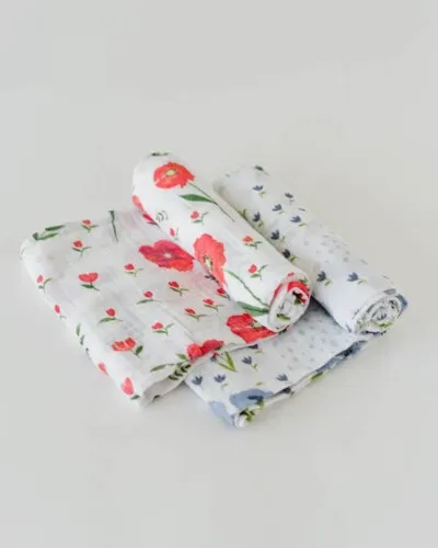 Little Unicorn Organic Cotton Muslin Swaddle 2 Pack Summer Poppy