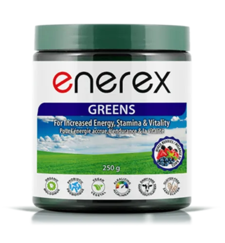 Enerex Botanicals Greens  Raw Organic Green Juiced Powder -Mixed Berries 250g @