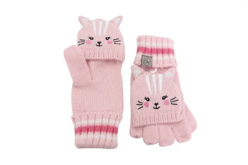 FlapJack Komplet Knitted Fingerless Gloves with Mitten Flaps - Cat 4-6Y
