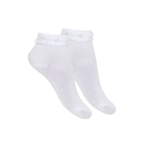Condor Floral Ankle Socks With Folded Cuff Blanco 200 (White)