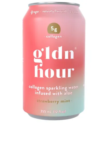 GLDN HOUR Strawberry Mint Collagen Sparkling Water 355ml (Pack of 6)