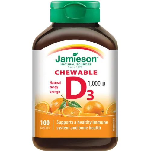 Jamieson Chewable Vitamin D 1000 IU - Tangy Orange 100 Tablets