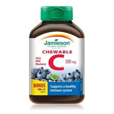 Jamieson Vitamin C Chewable Bonus Pack 500mg 120 Tablets - Wild Blueberry