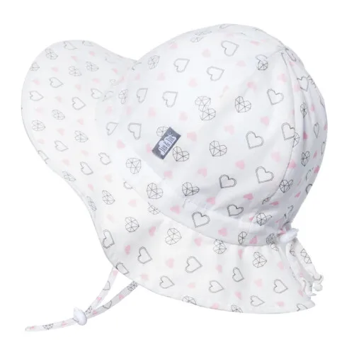Jan & Jul Kids Sun Hat Cotton Floppy Hat - Diamond Hearts - M