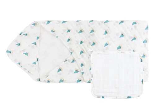 Nest Designs 9 Layer Organic Cotton Hooded Baby Towel - The Happy Hermit