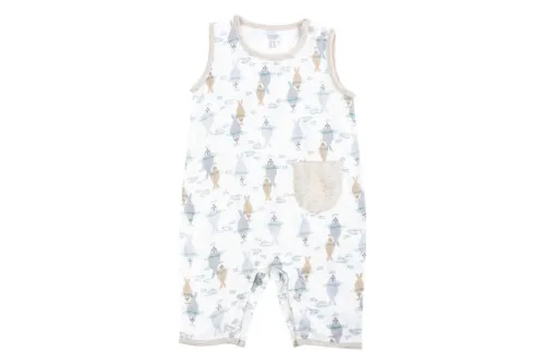 Nest Designs Bamboo Pima Sleeveless Romper - Ocean Float 12-18M